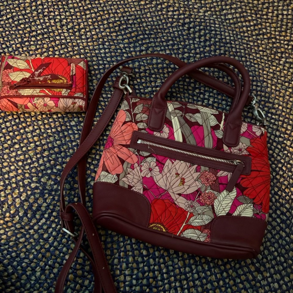 Vera Bradley Red and Pink Floral Crossbody Bag